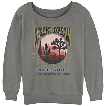 Juniors' Desert Dream Music Festival Poster Slouchy Terry Graphic Pullover