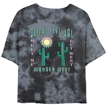 Juniors' Desert Festival Wander West Poster Cropped Graphic Tee