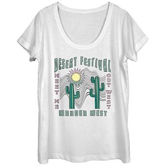 Juniors' Desert Festival Wander West Poster Scoop Neck Graphic Tee