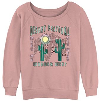Juniors' Desert Festival Wander West Poster Slouchy Terry Graphic Pullover