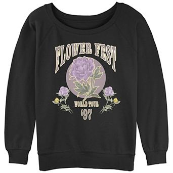 Juniors' Flower Fest World Tour 97 Poster Slouchy Terry Graphic Pullover