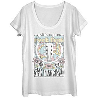 Juniors' Golden Gate Rock Fest Poster Scoop Neck Graphic Tee