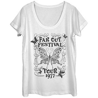 Juniors' Far Out Festival Tour 1977 Poster Scoop Neck Graphic Tee
