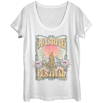 Juniors' Sunshine Festival Poster Scoop Neck Graphic Tee