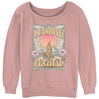 Juniors' Sunshine Festival Poster Slouchy Terry Graphic Pullover