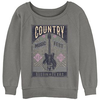 Juniors' Country Music Fest Austin Texas Poster Slouchy Terry Graphic Pullover