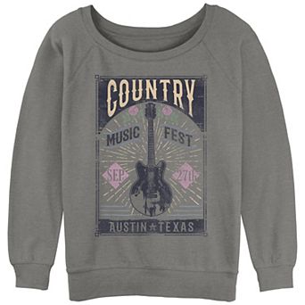 Juniors' Country Music Fest Austin Texas Poster Slouchy Terry Graphic Pullover