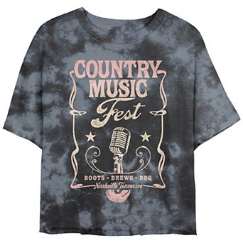 Juniors' Country Music Fest Poster Cropped Graphic Tee