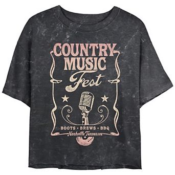 Juniors' Country Music Fest Poster Cropped Graphic Tee