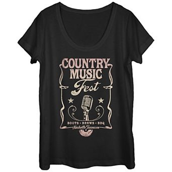 Juniors' Country Music Fest Poster Scoop Neck Graphic Tee