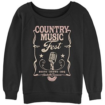 Juniors' Country Music Fest Poster Slouchy Terry Graphic Pullover