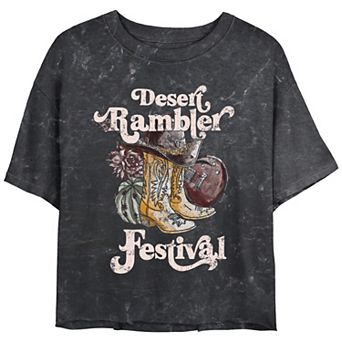Juniors' Desert Rambler Festival Boots Cropped Graphic Tee