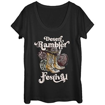 Juniors' Desert Rambler Festival Boots Scoop Neck Graphic Tee