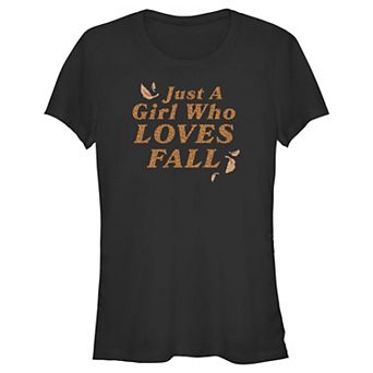 Juniors' Just A Girl Who Loves Fall Cheetah Print Graphic Tee