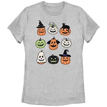 Juniors' Halloween Jack O Lanterns Jumble Graphic Tee