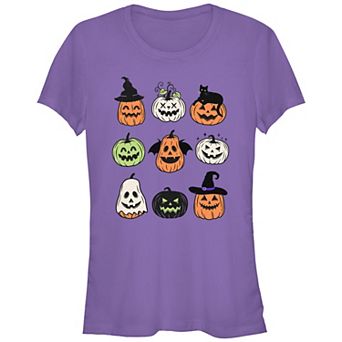 Juniors' Halloween Jack O Lanterns Jumble Graphic Tee