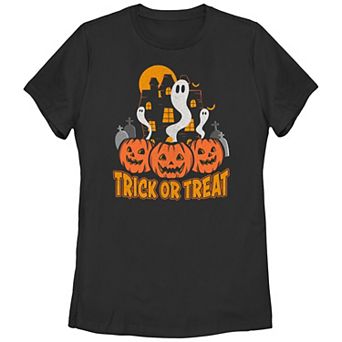 Juniors' Trick Or Treat Ghosts Graphic Tee