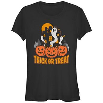 Juniors' Trick Or Treat Ghosts Graphic Tee