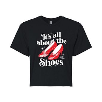 Juniors' Wizard of Oz All About The Shoes Cropped Tee