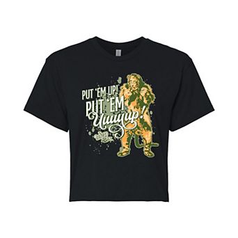 Juniors' Wizard of Oz Cowardly Lion Put 'Em Up Cropped Tee