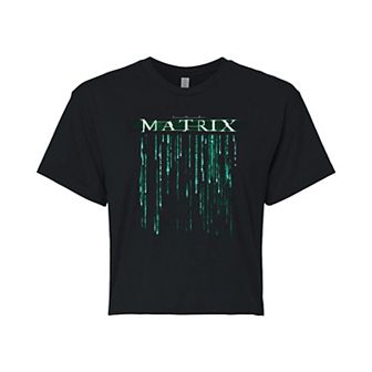 Juniors' The Matrix Falling Code Cropped Tee