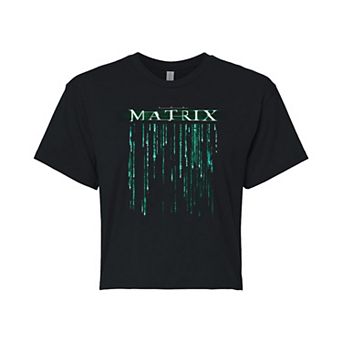 Juniors' The Matrix Falling Code Cropped Tee
