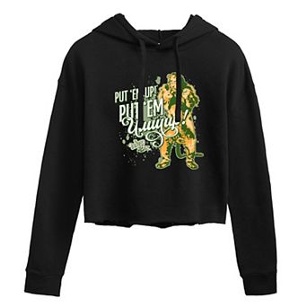 Juniors' Wizard of Oz Cowardly Lion Put 'Em Up Cropped Hoodie