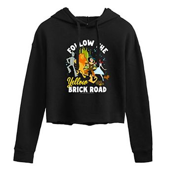Juniors' Wizard of Oz The Yellow Brick Road Cropped Hoodie