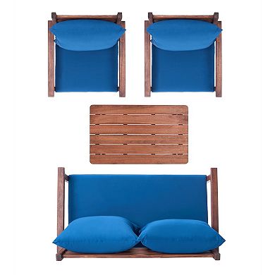 Safavieh Reid Patio Loveseat, Coffee Table & Chairs 4-piece Outdoor Living Set