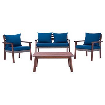 Safavieh Reid Patio Loveseat, Coffee Table & Chairs 4 pc Outdoor Living Set
