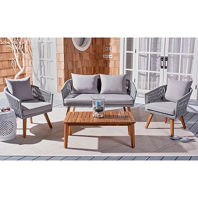 Safavieh Velso Patio Loveseat, Coffee Table & Chairs 4-piece Outdoor Living Set