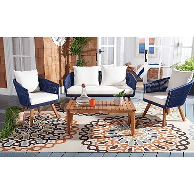 Safavieh Velso Patio Loveseat, Coffee Table & Chairs 4-piece Outdoor Living Set