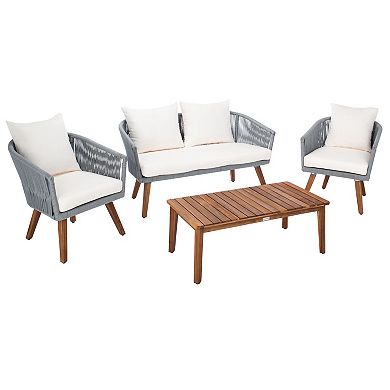 Safavieh Velso Patio Loveseat, Coffee Table & Chairs 4-piece Outdoor Living Set