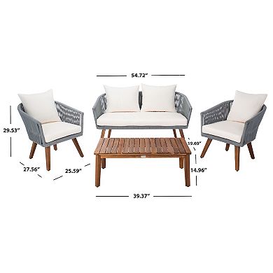 Safavieh Velso Patio Loveseat, Coffee Table & Chairs 4-piece Outdoor Living Set