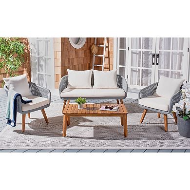 Safavieh Prester Patio Loveseat, Coffee Table & Chairs 4-piece Outdoor Living Set