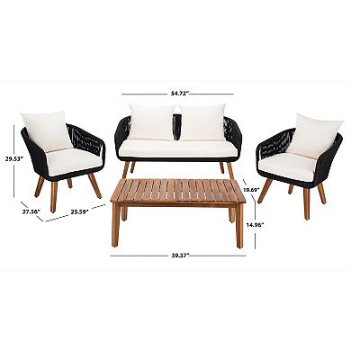 Safavieh Prester Patio Loveseat, Coffee Table & Chairs 4-piece Outdoor Living Set