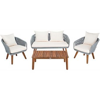 Safavieh Prester Patio Loveseat, Coffee Table & Chairs 4 pc Outdoor Living Set
