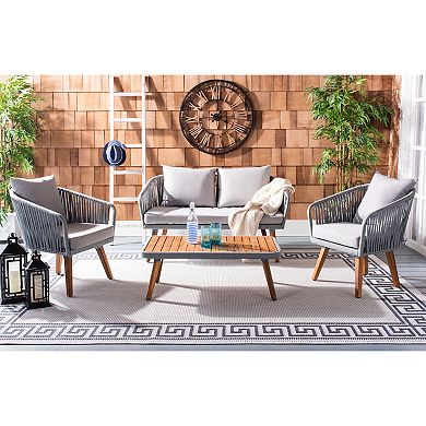 Safavieh Ransin Patio Loveseat, Coffee Table & Chairs 4-piece Outdoor Living Set