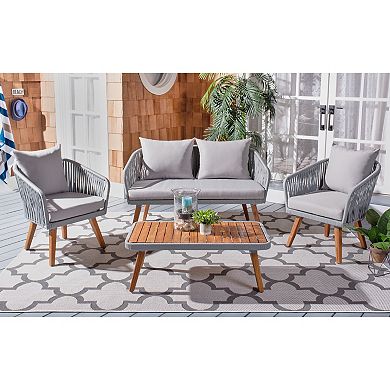 Safavieh Ransin Patio Loveseat, Coffee Table & Chairs 4-piece Outdoor Living Set