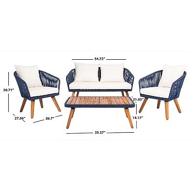 Safavieh Ransin Patio Loveseat, Coffee Table & Chairs 4-piece Outdoor Living Set