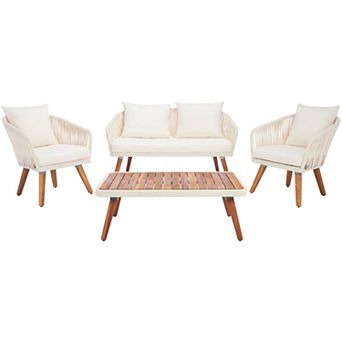Safavieh Ransin Patio Loveseat, Coffee Table & Chairs 4 pc Outdoor Living Set