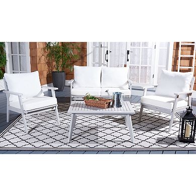 Safavieh Castalia Patio Loveseat, Coffee Table & Chairs 4-piece Outdoor Living Set