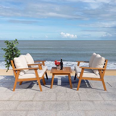 Safavieh Castalia Patio Loveseat, Coffee Table & Chairs 4-piece Outdoor Living Set