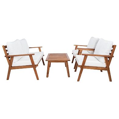 Safavieh Castalia Patio Loveseat, Coffee Table & Chairs 4-piece Outdoor Living Set