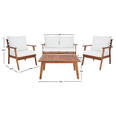 Safavieh Castalia Patio Loveseat, Coffee Table & Chairs 4-piece Outdoor Living Set