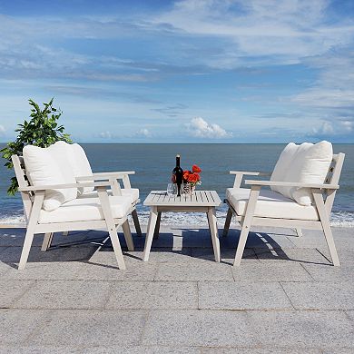 Safavieh Castalia Patio Loveseat, Coffee Table & Chairs 4-piece Outdoor Living Set