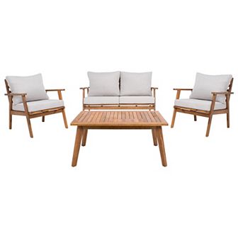 Safavieh Castalia Patio Loveseat, Coffee Table & Chairs 4 pc Outdoor Living Set