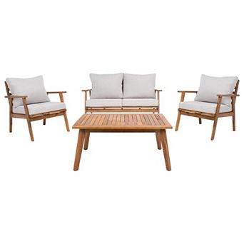 Safavieh Castalia Patio Loveseat, Coffee Table & Chairs 4 pc Outdoor Living Set