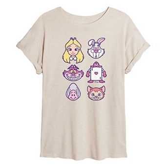 Disney's Alice In Wonderland Juniors' Grid Oversized Tee