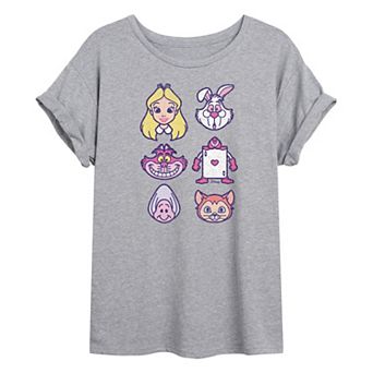 Disney's Alice In Wonderland Juniors' Grid Oversized Tee